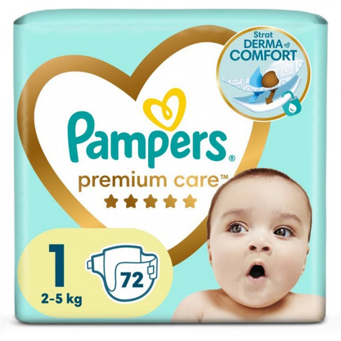 Підгузки дитячі Pampers Premium Care, розмір 1 (2–5 кг), 72 шт - 